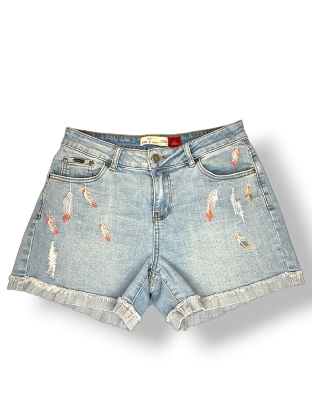 Jess & Tony Denim Shorts Light Wash Embroidered Size 28